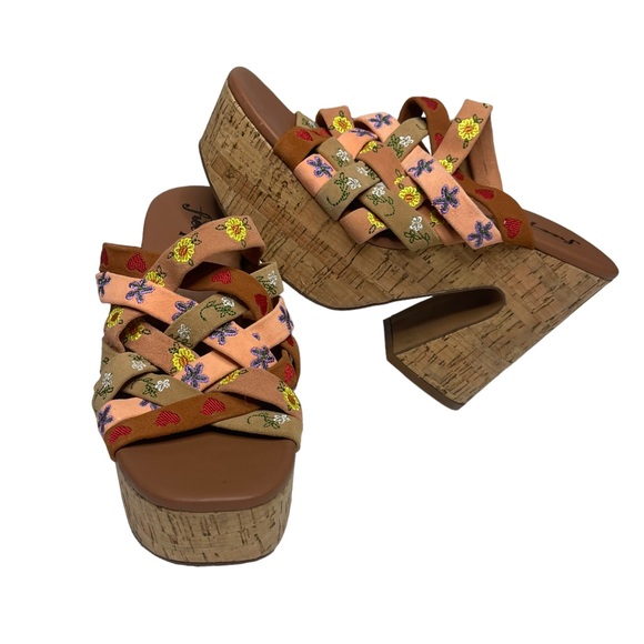 Flash Sale ReList Tom NWOB Free People Lisbon Platform Sandal Sandbar Multi 37.5 - Picture 11 of 13